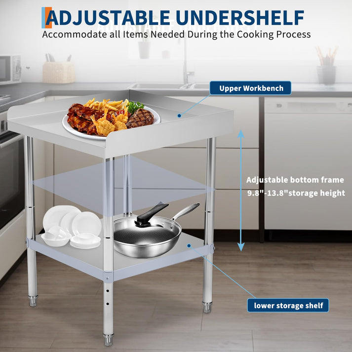 Mesa de trabajo con patas ajustables y estantes personalizables