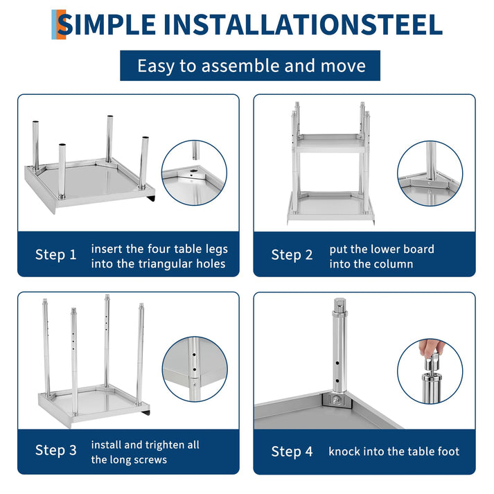 Mesa certificada NSF con diseño impermeable sin costuras