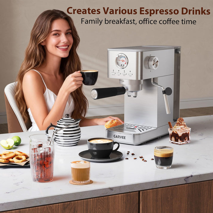 Máquina de espresso compacta con portafiltro para cocinas pequeñas