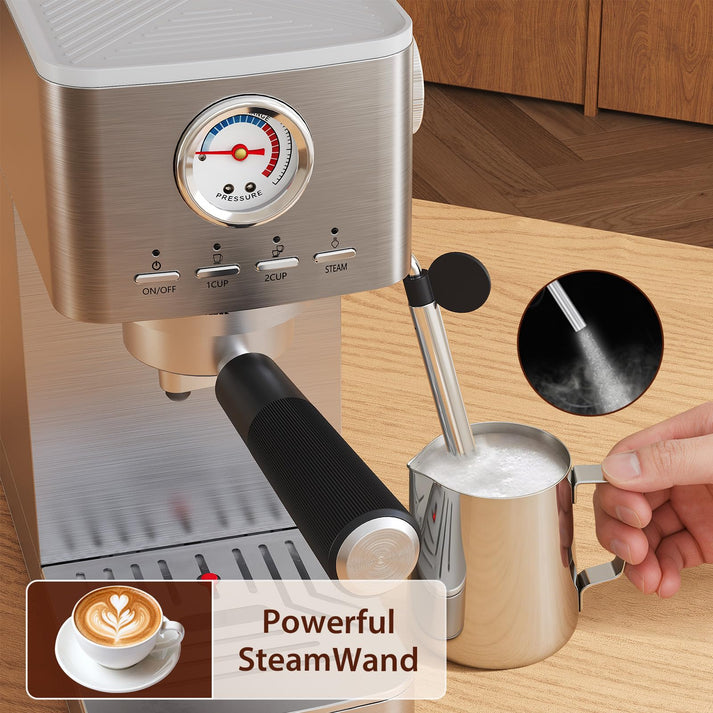 Máquina de espresso con varilla de vapor para espuma de leche cremosa